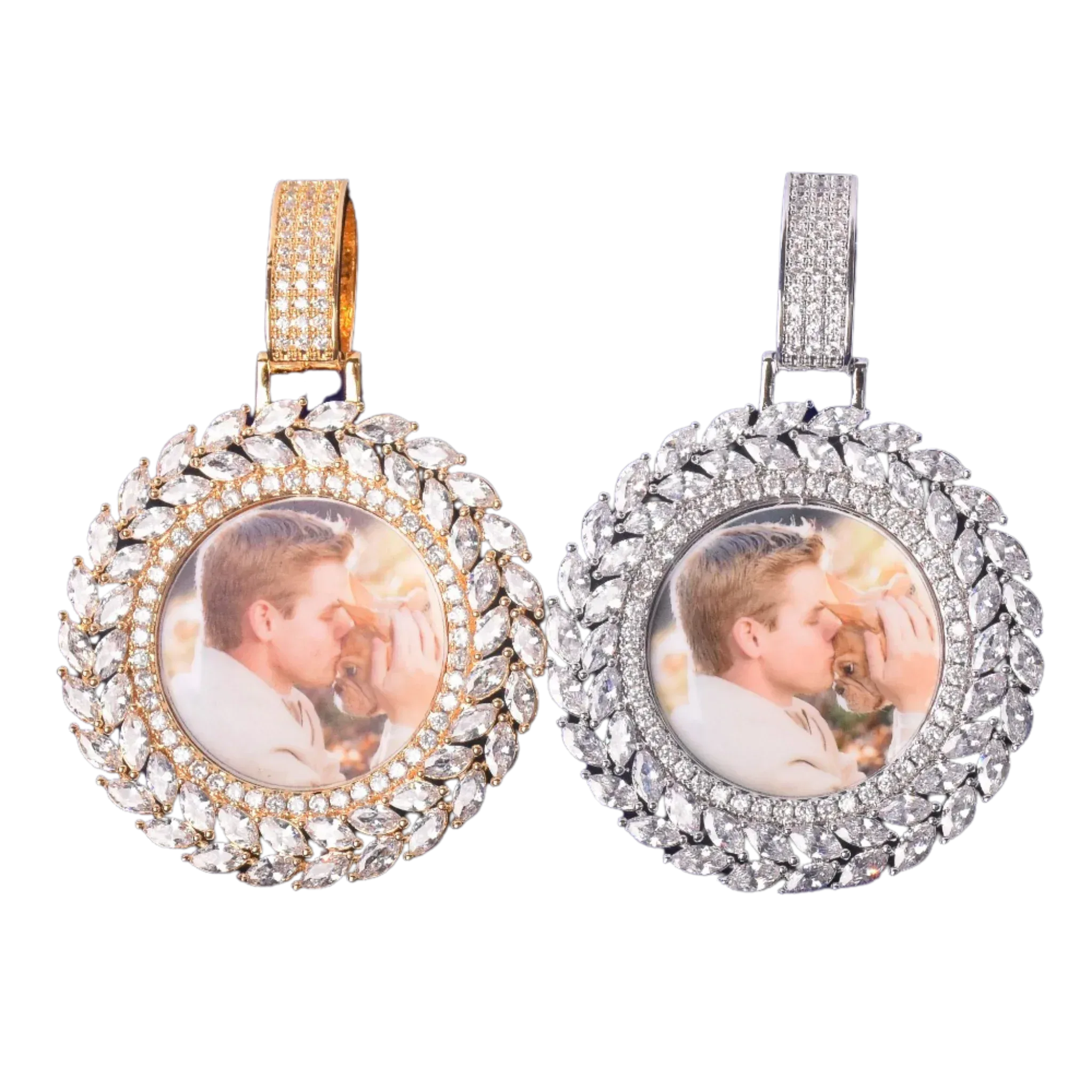 Baguette Custom Photo Pendant Necklace – Iced Out Hip Hop Jewelry - CaratixJewelry